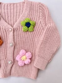 Pletený svetrík s 3D kvetmi ružová mimi kids 2130000002_a (2)