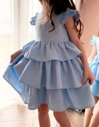 1490000032 Dievčenské ľanové šaty modrá mimi kids (1)