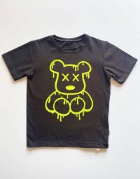 Chlapčenské tričko krátky rukáv s neonovo žltým mackom - čierna mimi kids 4900000173_a (1)