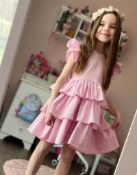 Dievčenské ľanové šaty ružová mimi kids 1490000033_a (1)