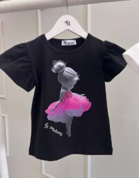 Dievčenské tričko dievča – čierna ružová mimi kids 1020000193_b