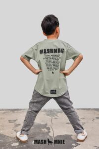 Chlapčenské tričko s nápismi na chrbte khaki mimi kids 2500000054_a (3)