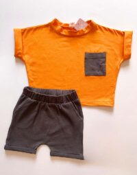 Chlapčenský komplet kraťase + tričko oranžová mimi kids 1150000099 (2)