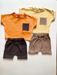 Chlapčenský komplet kraťase + tričko oranžová mimi kids 1150000099 (6)