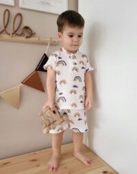 Chlapčenský mušelínový komplet tričko + kraťase dúha mimi kids 2030000004_a (1)
