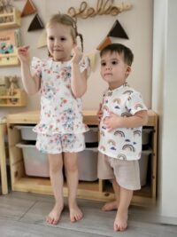 Chlapčenský mušelínový komplet tričko + kraťase dúha mimi kids 2030000004_a (2)