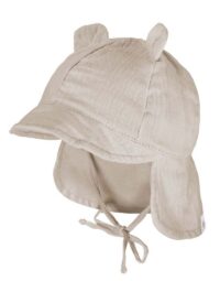Detská mušelínová čiapka s uškami a predĺženou zadnou časťou s UPF 50 – nude mimi kids 44507-101276_0072_a (1)
