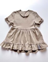 Dievčenská tunika tričko s volánmi s predĺženou zadnou časťou hnedá mimi kids 9800000257_a (1)