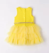 Dievčenské šaty s trblietajúcim sa opaskom žlté mimi kids 1230000611 (3)