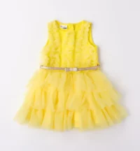 Dievčenské šaty s trblietajúcim sa opaskom žlté mimi kids 1230000611 (4)