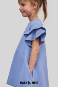Dievčenské teplákové šaty s krátkymi rukávmni modrá mimi kids 2500000051 (2)