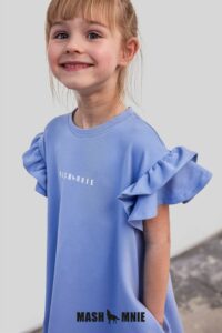 Dievčenské teplákové šaty s krátkymi rukávmni modrá mimi kids 2500000051 (3)