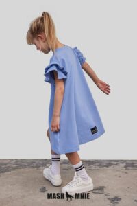Dievčenské teplákové šaty s krátkymi rukávmni modrá mimi kids 2500000051 (4)