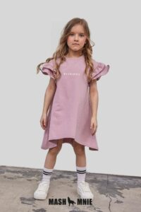 Dievčenské teplákové šaty s krátkymi rukávmni ružová mimi kids 2500000050_a (1)