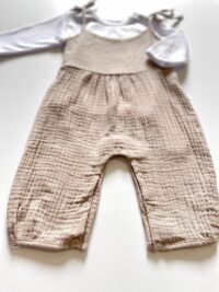 Dievčenský komplet - mušelínové nohavice + tričko béžová mimi kids 4300000371 (3)