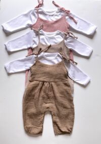 Dievčenský komplet - mušelínové nohavice + tričko béžová mimi kids 4300000371 (4)
