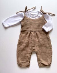 Dievčenský komplet - mušelínové nohavice + tričko hnedá mimi kids 4300000308_a (1)