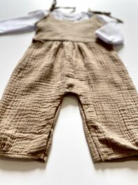 Dievčenský komplet - mušelínové nohavice + tričko hnedá mimi kids 4300000308_a (2)