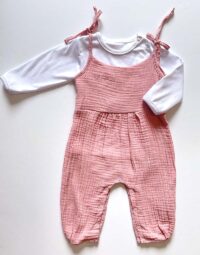 Dievčenský komplet - mušelínové nohavice + tričko ružová mimi kids 4300000382_a (1)